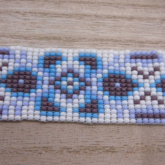 Loom Baded Bracelet White, Teal & Purple - Picture 4 of 5